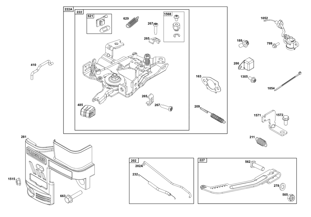 Controls Group Diagram and Parts List for 12V332-0126-F1 100000 - 19Z999 Briggs and Stratton Engine